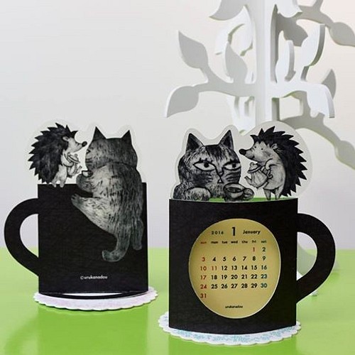 猫とハリネズミの卓上ミニカレンダー16 ４月始まり カレンダー うるかな堂 通販 Creema クリーマ ハンドメイド 手作り クラフト作品の販売サイト