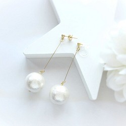 *2691*Cotton pearl simple earring 1枚目の画像