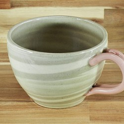 ◆マグカップ【練り込み】（把手（とって）ピンク）１（陶器）◆ 1枚目の画像