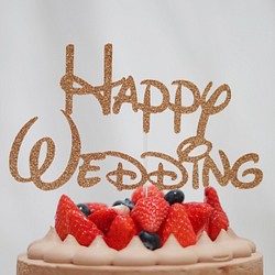 Happy Wedding  ウォルトスタイル　ケーキトッパー 1枚目の画像