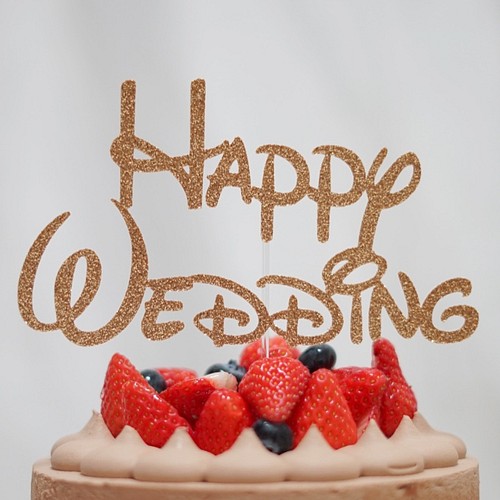 Happy Wedding ウォルトスタイル ケーキトッパー ケーキトッパー