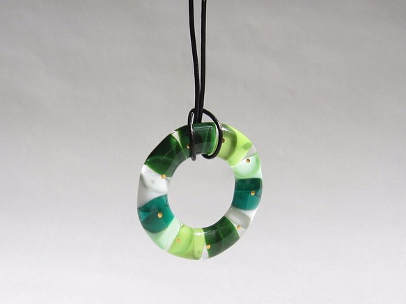 玻璃吊墜環（W） - 綠色 第1張的照片