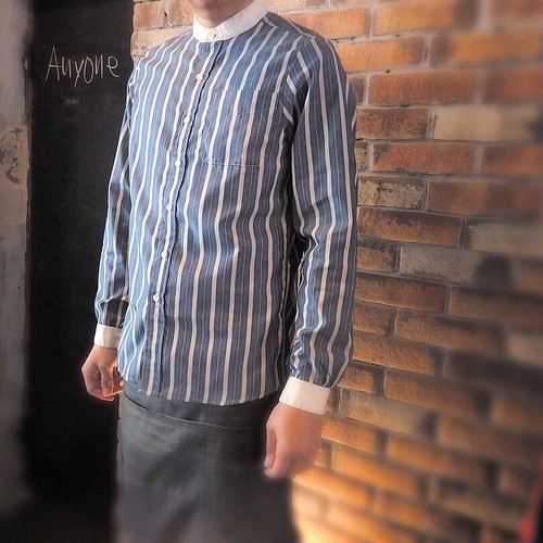 Men's)クレリック襟のスタンドカラーレトロシャツ シャツ・ブラウス