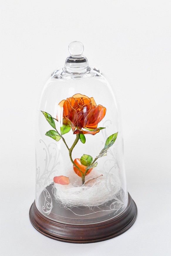 受注制作【グラスドーム】薔薇（ばら） -Apricot- 1枚目の画像