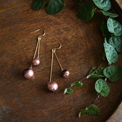 ピアス cotton pearl no.3 :bicolor plum cherry 1枚目の画像