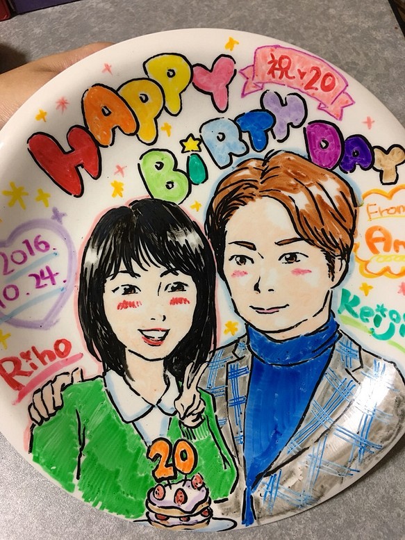 似顔絵皿 結婚式 ご懐妊祝いに ウエルカムボードかわりに 父の日 誕生日 ハンドメイド プレゼント 完全オーダーメイド 皿 プレート Necoco Anna 通販 Creema クリーマ ハンドメイド 手作り クラフト作品の販売サイト