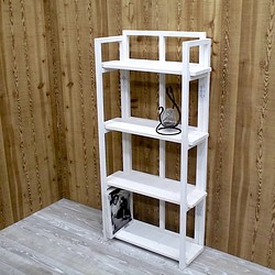木製の格子棚（茶、白）受注生産品 1枚目の画像