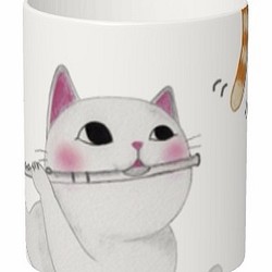 フルート猫のマグカップ(尻尾)【楽器ねこシリーズ】 1枚目の画像