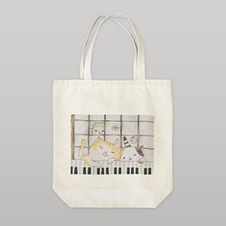 鍵盤猫のトートバッグ【楽器ねこシリーズ】 1枚目の画像