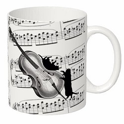 大提琴和黑貓杯[音樂貓系列] 第1張的照片