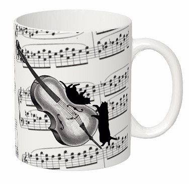 大提琴和黑貓杯[音樂貓系列] 第1張的照片