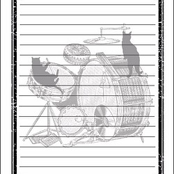 ドラム黒猫のレターセット【楽器ねこシリーズ】 1枚目の画像