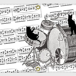ドラムと黒猫のパスポートケース 1枚目の画像