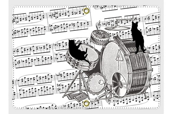 ドラムと黒猫のパスポートケース 1枚目の画像