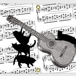 ギターと黒猫のパスポートケース 1枚目の画像