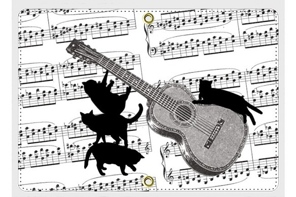 ギターと黒猫のパスポートケース 1枚目の画像
