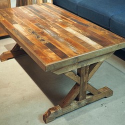 無垢古材の折りたたみローテーブル 1枚目の画像