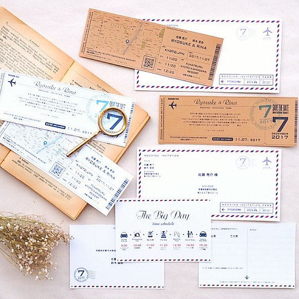 Flight Ticket 招待状（ホワイト）　 | 結婚式・ウェディング・TRAVELシリーズ 1枚目の画像