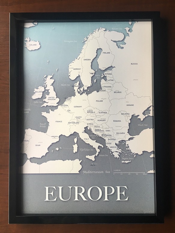 クールで知的なインテリアにぴったり【ヨーロッパ 地図 ポスター A3】