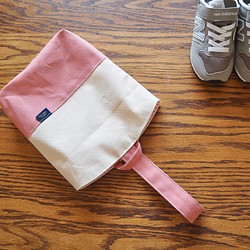 シンプルでながく使える帆布のシューズバッグ( pink ) 1枚目の画像