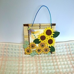 夏「向日葵と蝉」壁掛けタイプ  受注制作 1枚目の画像