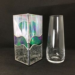 Glass Vase Green Ribon　花瓶　ステンドグラス 1枚目の画像