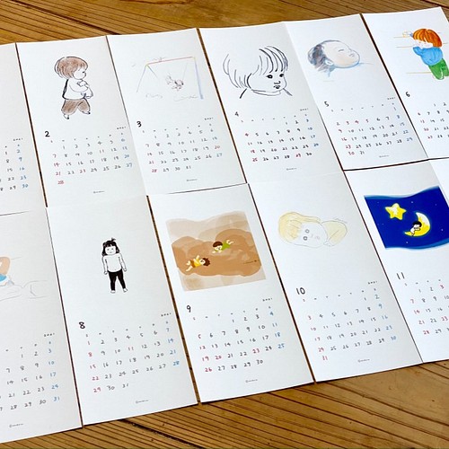 壁掛けカレンダー 21ー子どもイラストー スモールサイズ カレンダー まるいみさき 通販 Creema クリーマ ハンドメイド 手作り クラフト作品の販売サイト