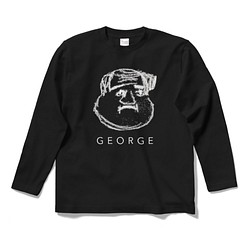 【特集掲載】“GEORGE” Long Sleeve T-shirts　ブラック　黒　送料無料 1枚目の画像