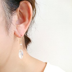 [14kgf] 水晶和淡水珍珠耳環/耳環 第1張的照片