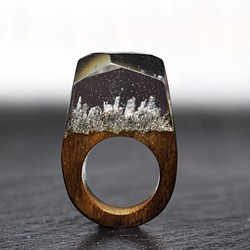 【免運費】銀色世界～木質樹脂戒指～ 第1張的照片