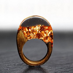 【現品限り40%off 送料無料】Modern Foil/Bronze ～Resin Wood Ring～ 1枚目の画像