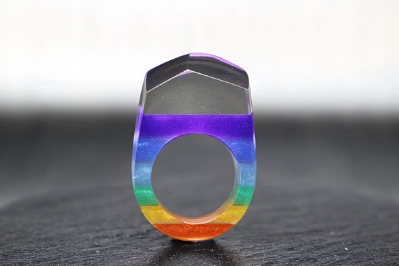 [免費送貨]彩虹寶石〜水晶樹脂戒指〜 第1張的照片