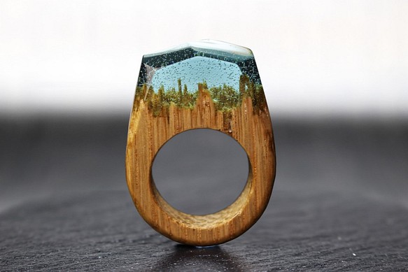 【30%off 現品一点限り 送料無料】Water Wood ～Resin Wood Ring～ 1枚目の画像