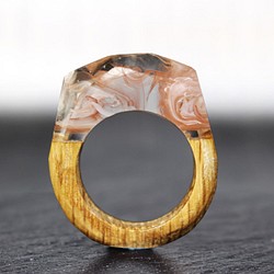[免運費] 棕色大理石 ~ 木質樹脂戒指 ~ 第1張的照片