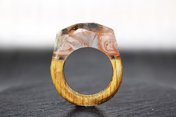 [免運費] 棕色大理石 ~ 木質樹脂戒指 ~ 第1張的照片