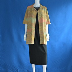 ロングブラウス＆ロングジャケット（絹着物地、大島紬） 1枚目の画像