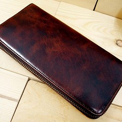 Real leather wallet/Oil Pull-up finish Kip leather 第1張的照片