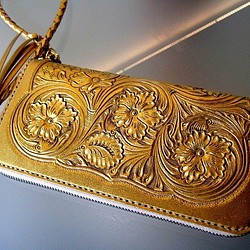 訂製 Real leather wallet/gold 24carats fine coated/Carving 第1張的照片