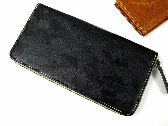Real leather wallet/Embossing Steer Hide/Camouflage pattern 第1張的照片