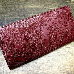 Real leather wallet/Embossing Steer leather/Paisley pattern 第1張的照片