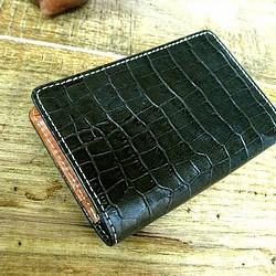 Real leather card case/Embossing Crocodile pattern 第1張的照片