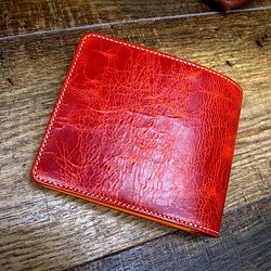 Real leather wallet/Goat & Cow Leather/Flame Orange 第1張的照片