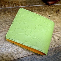 Real leather wallet/Embossed Leather/Heart Patten Green 第1張的照片