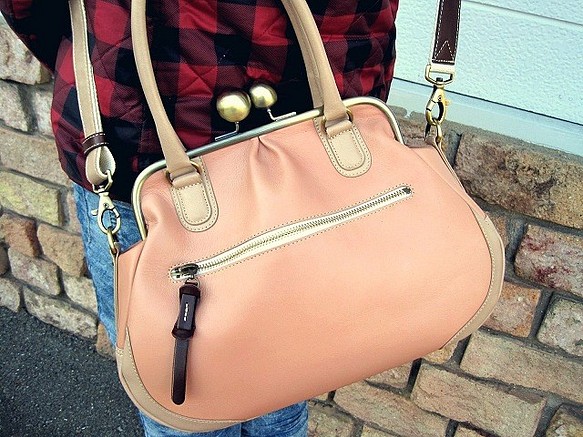 Real leather bag with clasp/Kip leather 第1張的照片