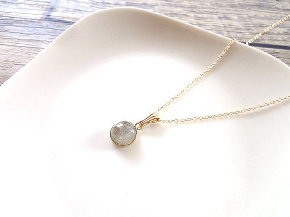 【OUTLET】Necklace■Round cabochon 8mm 14KGF■ラブラドライト 1枚目の画像