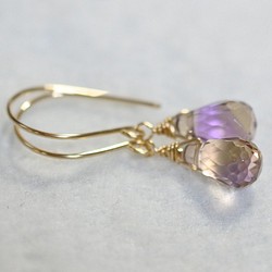 (1 件) 14kgf 高品質紫黃晶 briolette 耳環 第1張的照片