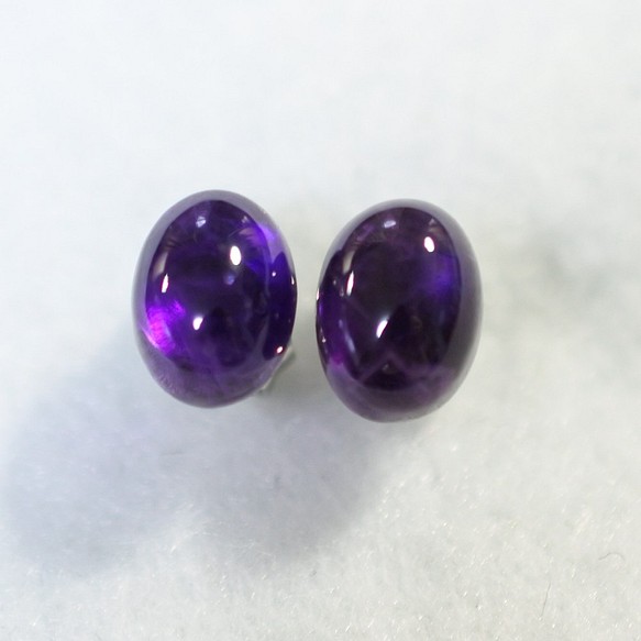 (1 件) 紫水晶耳釘 8 x 6 毫米（鈦柱） 第1張的照片