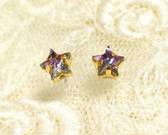 斯華洛斯奇水晶小星星耳環（桃心水晶） 第1張的照片
