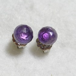 （1點）紫水晶玫瑰形切割耳環（6毫米·鈦後） 第1張的照片