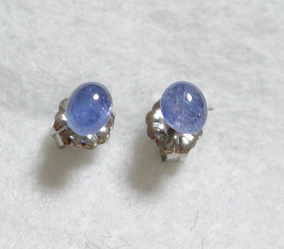 （1分）斯里蘭卡藍色藍寶石耳釘（5×4 mm·鈦柱） 第1張的照片